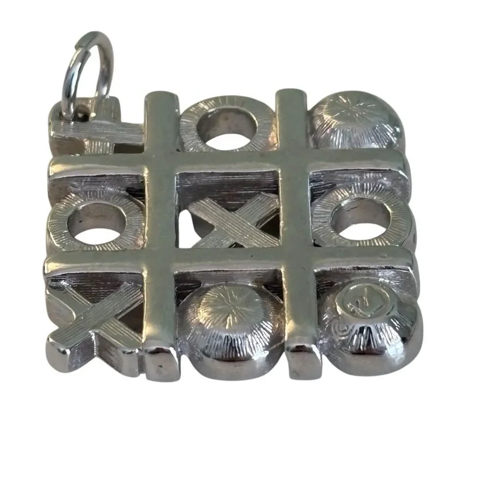 Swarovski Vintage Silver & Rhinestone Tic-Tac-Toe XOXO Pendant.
